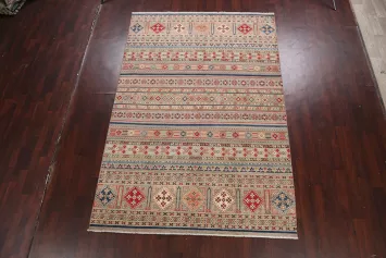 Geometric Southwestern Kazak Pakistani Area Rug 7x10