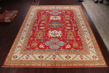 Large Geometric Kazak Oriental Area Rug 13x16