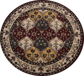 Exquisite Round Rug with Timeless Floral Design Charm 6x6 ft