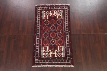 Tribal Geometric Balouch Persian Area Rug 3x6