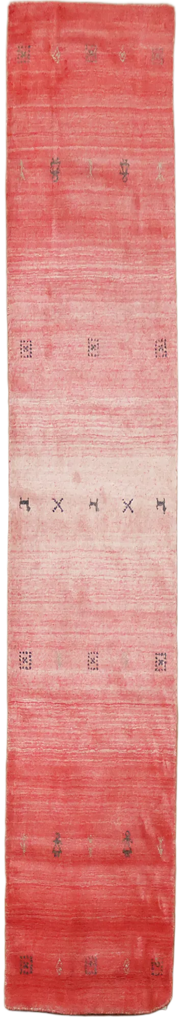 Coral Gabbeh Gradient Narrow Runner Rug with Subtle Artistic Details 2'x8'