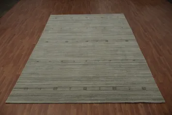 Elegant Textured Gabbeh Area Rug 8x11 with Subtle Tribal Patterns