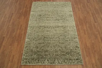 Green and Beige Oriental Rug with Classic Design Details 5X8