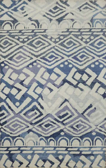 Geometric Abstract Oriental Area Rug 5x8
