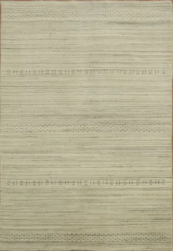 Chic neutral-toned Gabbeh Ivory Rug perfect for modern decor styles 4x6