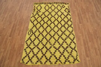 Antique Moroccan Contemporary Style Yellow Rug with Abstract Shapes 4x7