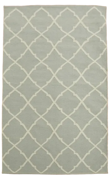 Contemporary Gray and White Kilim Flat-Weave Rug 5'x8'