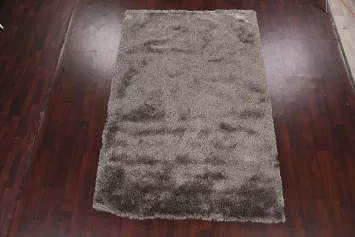 Silver Gray Plush Shaggy Area Rug 6x9