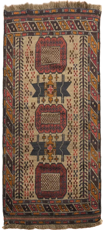 Tribal Geometric Balouch Oriental Runner Rug 3x7