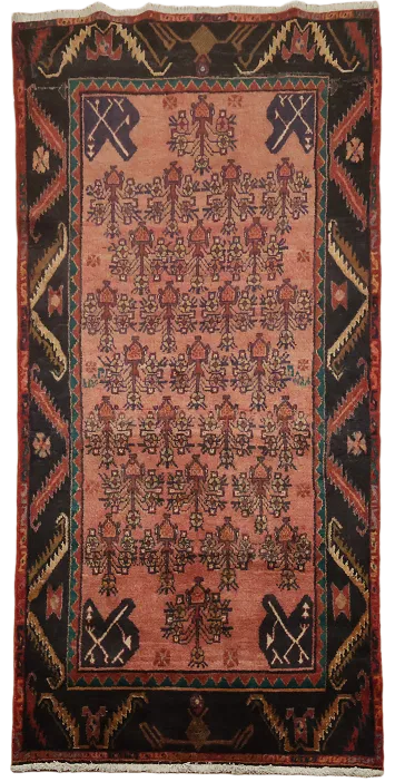 Traditional Vintage Hamedan Persian Wool Rug 4x8 ft