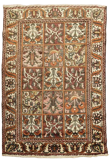 100% Vegetable Dye Bakhtiari Persian Area Rug 4x5