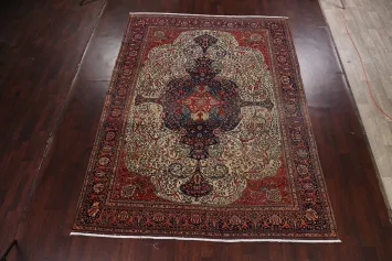 Pre-1900 Antique Vegetable Dye Sarouk Farahan Persian Area Rug 8x11