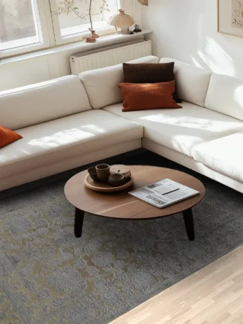 Vegetable Dye Carved Beige Oushak Chobi Oriental Area Rug 6x9