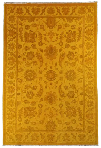 Exquisite Gold Yellow Traditional Carved Area Rug for Living Room 6x9 ft