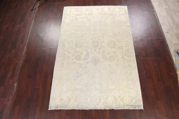Vegetable Dye Carved Beige Chobi Oriental Area Rug 6x10