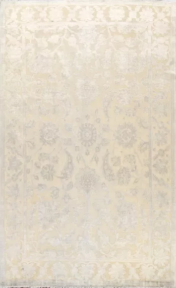 Vegetable Dye Carved Beige Chobi Oriental Area Rug 6x10