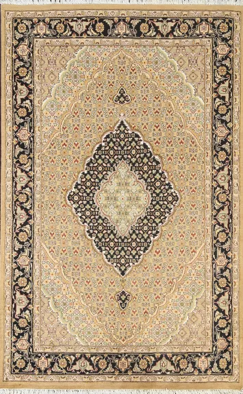 Vegetable Dye Geometric Tabriz Mahi Oriental Area Rug 4x6
