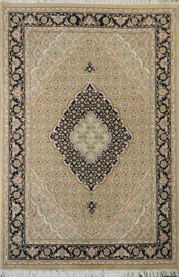 Vegetable Dye Geometric Tabriz Mahi Oriental Area Rug 4x6