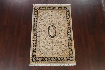 Vegetable Dye Floral Tabriz Oriental Area Rug 4x6