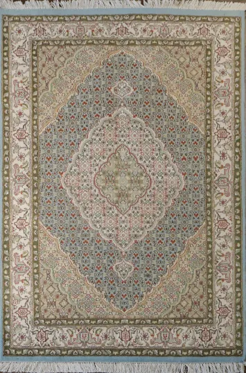 Vegetable Dye Floral Tabriz Oriental Wool Rug 4x6