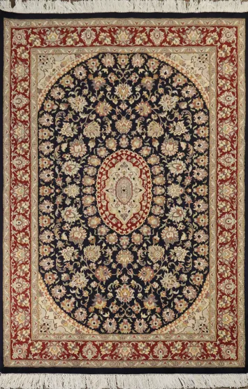 Vegetable Dye Floral Tabriz Oriental Area Rug 4x6