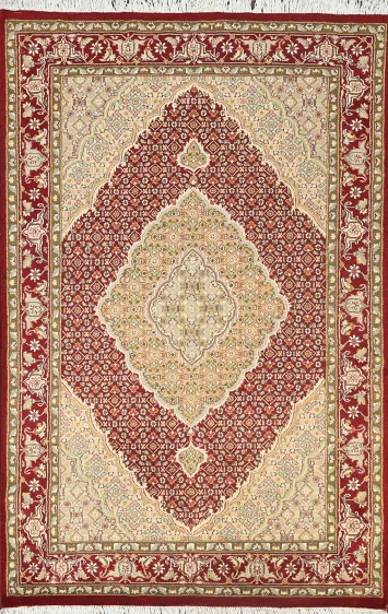 Vegetable Dye Tabriz Mahi Oriental Area Rug 4x6