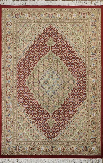 Vegetable Dye Tabriz Mahi Oriental Wool Area Rug 4x6