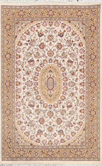 Vegetable Dye Floral Tabriz Oriental Area Rug 4x6