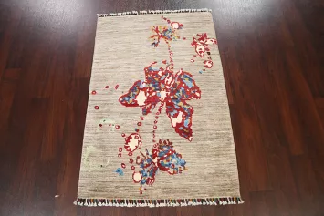 Contemporary Abstract Oriental Area Rug 3x4