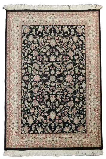 Vegetable Dye Floral Tabriz Oriental Wool Rug 4x6