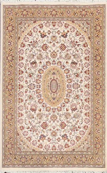 Vegetable Dye Floral Tabriz Oriental Area Rug 4x6