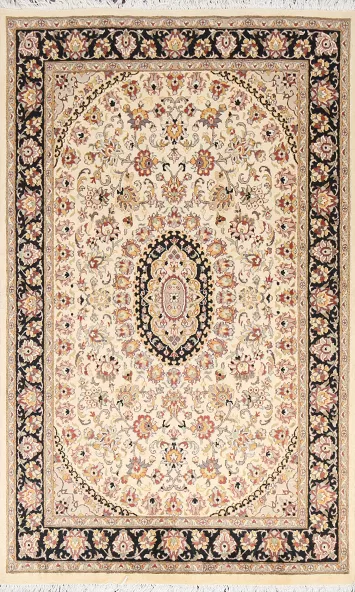 Vegetable Dye Floral Tabriz Oriental Area Rug 4x6