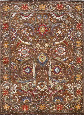 100% Vegetable Dye Floral Ziegler Oriental Area Rug 8x10