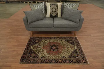 Pre-1900 Antique Vegetable Dye Sarouk Farahan Persian Area Rug 3x5