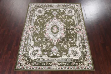 Green Transitional Oriental Turkish Rug