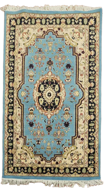 Luxurious Blue and Beige Tabriz Persian Rug 3'x5'
