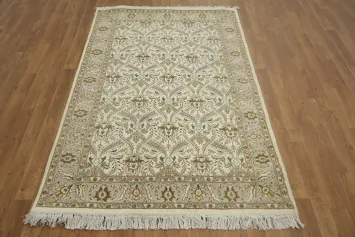 100% Vegetable Dye Floral Tabriz Oriental Area Rug 4x6