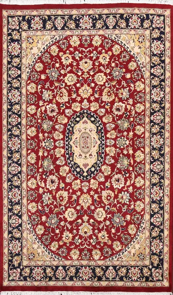 100% Vegetable Dye Floral Tabriz Oriental Area Rug 4x6