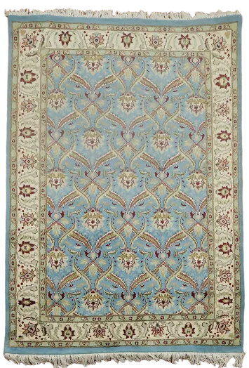 Traditional Blue Rug Featuring Delicate Floral Patterns 4x6