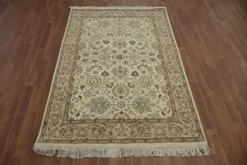 Elegant Tabriz Vegetable Dye Rug 4x6 with Intricate Floral Patterns