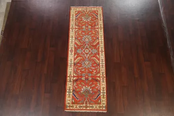 Floral Indo Heriz Serapi Oriental Runner Rug 3x8