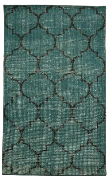 Contemporary Teal Rug with Distressed Look 4'x6'