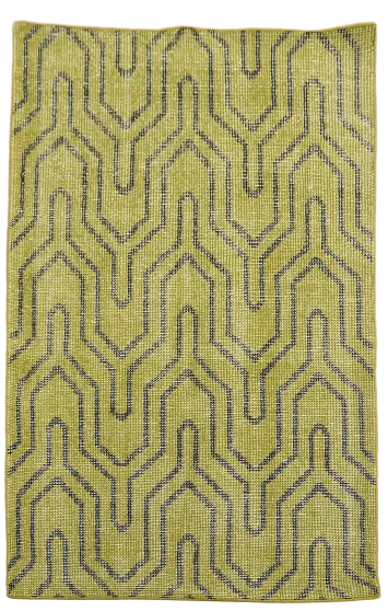 Vintage Style Distressed Lemon Green Modern Trellis Rug 4x6 ft