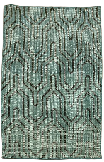 Contemporary Teal Rug with Distressed Pattern for Modern Living Rooms 4x6 ft