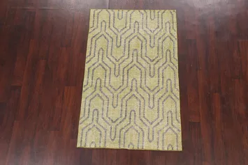 Vintage Style Distressed Olive Green Accent Rug 4x6