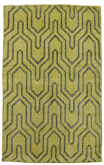 Distressed Green Rug Featuring Bold Zig-Zag Patterns 4x6 ft