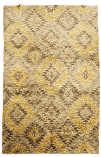 Elegant Diamond Pattern Ikat Rug with Warm Earthy Tones 5x8 ft