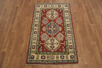 Geometric Kazak Oriental Area Rug 3x4