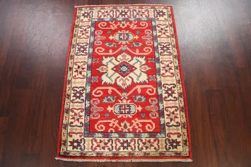 Geometric Kazak Oriental Area Rug 3x4