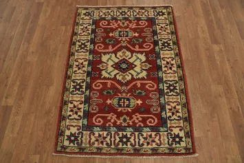 Geometric Kazak Oriental Area Rug 3x4
